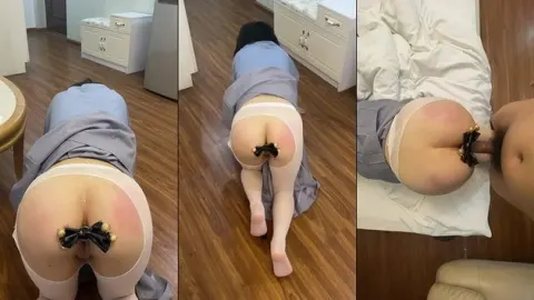 Nhét đồ chơi vào đít bắt em làm chó con bò khắp nhà chịch lút cán anh còn nghịch đít em